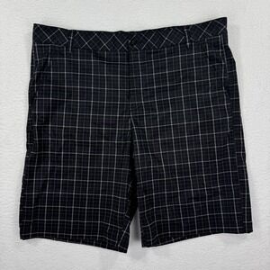 Fila Sport Golf Shorts‎ Mens 40 Black Plaid Polyester Golf Chino Pickleball